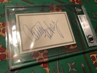 Carrie Fisher Star Wars " Princess Leia " Hand Signed Cut Card Beckett Certified