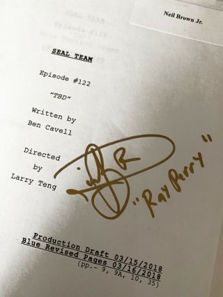 Seal Team Cbs Script Episode 122 Autographed By Neil Brown,  Jr.