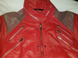 Rare Vintage 1980s Michael Jackson Beat It Red Leather Zipper Jacket (j.  Park)