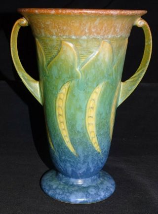 Roseville Pottery Usa Falline 2 Handled Vase 646 - 8 Peas 8 1/4 "