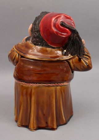 2 Antique Figural Majolica Tobacco Humidor Jars,  Man w/ Fez,  Top Hat Fur Coat 6
