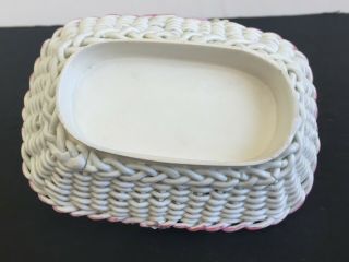 Antique English Porcelain Flower Encrusted Basket Hand Painted 19thC Coalport 3