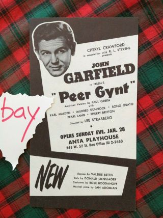 1951 John Garfield Peer Gynt Anta Playhouse 32 Performances Flyer Ad