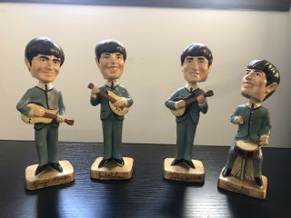 Beatles 1964 Car Mascots Complete Set Bobbleheads,  Nodders Rare 8 "
