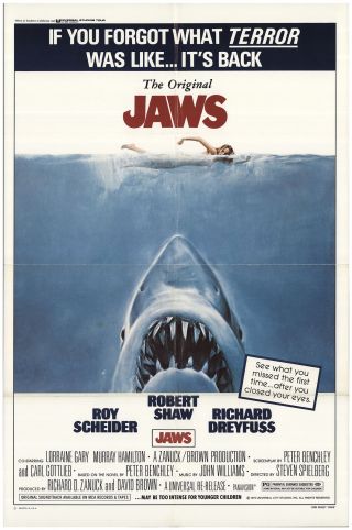 Jaws 1979 27x41 Orig Movie Poster Fff - 76432 Fine,  Very Good Roy Scheider