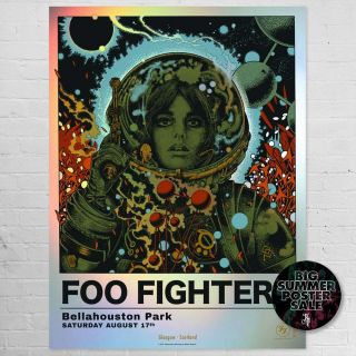Richey Beckett Foo Fighters Foil Variant Poster Bellahouston Park Scotland X/30