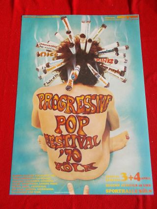 ,  1970 Progressive Pop Festival Poster Köln T - Rex Deep Purple Holitzka Signed