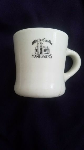 " White Castle 5¢ Hamburgers " Coffee Cup,  Mug,  Tight Crack In Base,  Albert Pick Co
