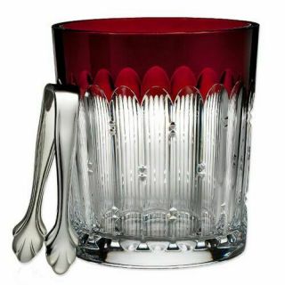 Waterford Crystal Mixology Talon Ruby Red Ice Bucket W / Tongs Great Gift