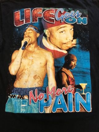Vtg 90s 2Pac “Life Goes On” “No More Pain” Hip Hop T - shirt - Rare Rap Tee - XL 4