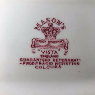 VTG Masons Ironstone Large Soup Tureen Under Plate Lid Ladle Vista Pink/Red 12