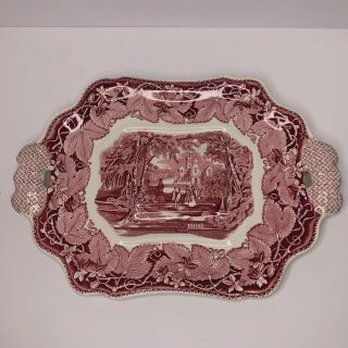 VTG Masons Ironstone Large Soup Tureen Under Plate Lid Ladle Vista Pink/Red 7