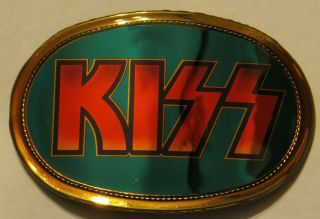 Kiss Pacifica Logo Belt Buckle Aucoin 1977 Turquoise With Red/orange Logo