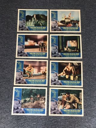 Full Set Of 1957 The Colossal Man Lobby Cards Monster Creature Halloween