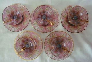 Set of 5 - Vintage Lobmeyr Art Glass Cup & Saucers 3