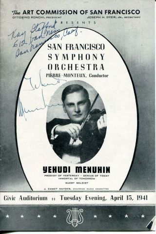 Yehudi Menuhin Autograph Classical Violinist Conductor Signed Opera Program