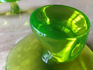 Viking Glass Epic Mushroom Vaseline Lime & Golden Harvest Set Of 5 Uranium 5