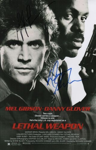 Danny Glover & Mel Gibson Signed Lethal Weapon 11x17 Movie Poster
