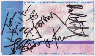 Aerosmith Ticket Fully Signed - Steven Tyler Joe Perry Tom Hamilton,  2 Autograph