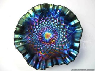 Rare Antique Dugan Purple Carnival Glass Folding Fan Compote