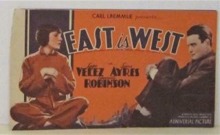 1930 East Is West Herald/flyer Pre - Code Edward G.  Robinson Lupe Velez Lew Ayres