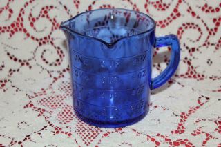 Vintage Hazel Atlas Cobalt Blue 1 Cup 3 Spout Measuring Cup Marked Kgdy 120