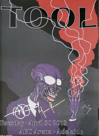 Signed Tool 2013 Tour Poster From The Aec Arena & Allphones Arena In Australia