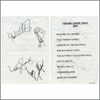 Paul Weller/roger Daltrey/liam Gallagher 03 Teenage Cancer Trust Autographs (uk)