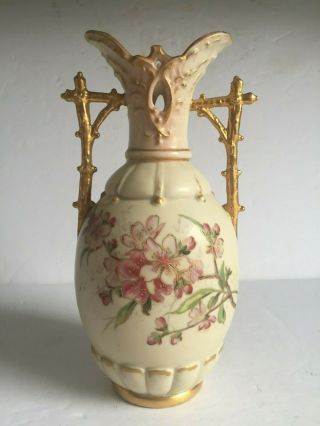 Early Pair ROYAL DUX Porcelain Arts Crafts Japonisme Branch Handle Vases 19thC 4