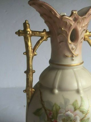 Early Pair ROYAL DUX Porcelain Arts Crafts Japonisme Branch Handle Vases 19thC 5