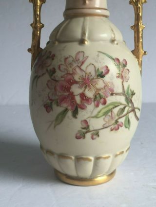 Early Pair ROYAL DUX Porcelain Arts Crafts Japonisme Branch Handle Vases 19thC 6