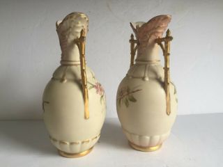 Early Pair ROYAL DUX Porcelain Arts Crafts Japonisme Branch Handle Vases 19thC 7