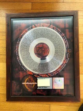 A Perfect Circle “mer De Noms” Riaa Platinum Plaque Maynard James Keenan Tool