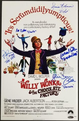 Willy Wonka Kids (5) Cast Signed 12x18 Photo Autograph Oc Dugout Hologram