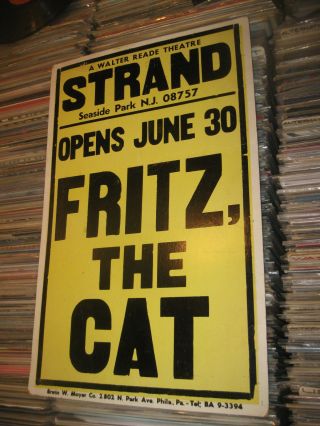 Fritz The Cat Movie Boxing Cardboard Poster W.  Reade Strand Theatre Nj