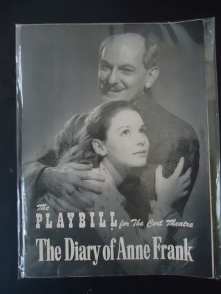 January 1956 Playbill - The Diary Of Anne Frank,  Cort Theatre,  Susan Strasberg