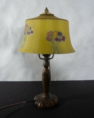 Pairpoint Boudoir Lamp With Exeter Shade Reverse Painted.  C.  1920