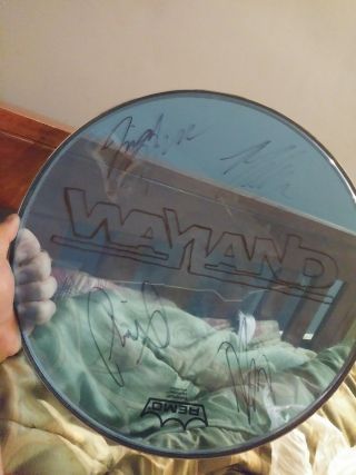 Wayland Rock Band Musicians Signed Event Concert Blue Clear Remo Drum Head