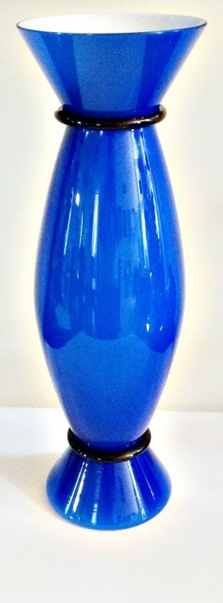 Venini Art Glass Vase Signed Alechandro Mendini 2002 17.  " X 5 " Made In Italy