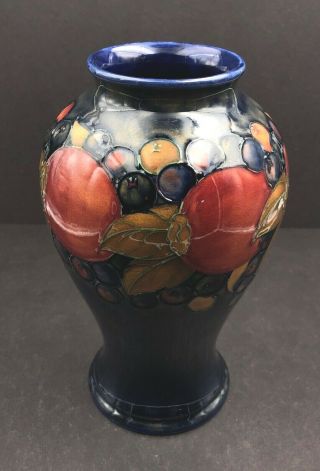 William Moorcroft Pomegranate Vase 1918 1928 Blue Signed Made In England 9 1/2 "