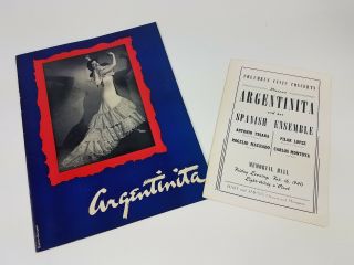 Columbus Civic Concerts Memorial Hall 1940 Argentinita Program And Book Spanish