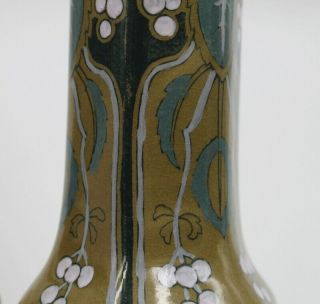 Buffalo Pottery Emerald Deldare Ware 1911 Art Nouveau Candlestick PAIR 5