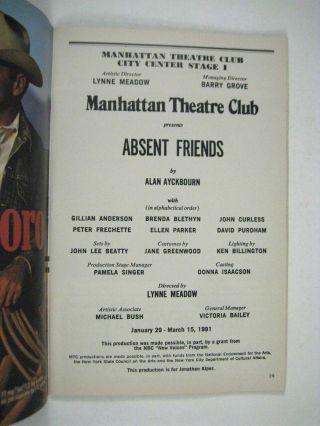 Absent Friends Playbill 1991 Manhattan Theatre Club Ellen Parker Alan Ayckbourn 2