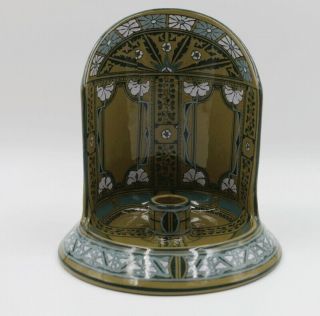 Buffalo Pottery Emerald Deldare Ware Chamber Candleholder 1911 Art Nouveau