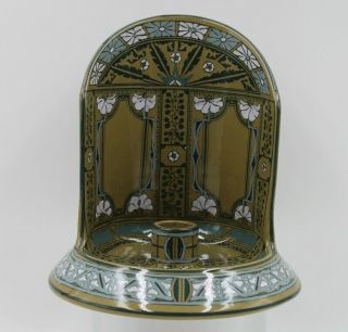 Buffalo Pottery Emerald Deldare Ware Chamber Candleholder 1911 Art Nouveau 2