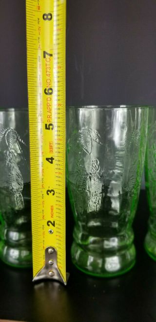 5 Scarce Green Depression Water Glasses Parrot Federal tumbler 5 1/2” 12oz 7