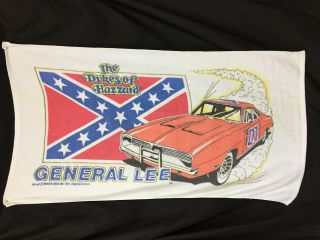 Vtg 1981 Dukes Of Hazzard Beach Towel General Lee Confederate 80s Warner Bros