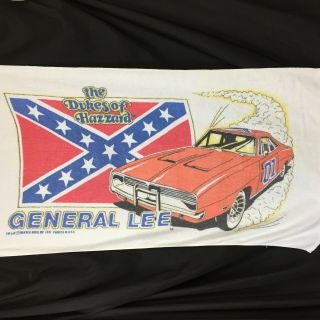 Vtg 1981 Dukes of Hazzard Beach Towel General Lee Confederate 80s Warner Bros 2