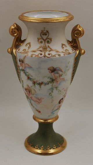 Antique Limoges France Angel Gold Hand Painted Vase