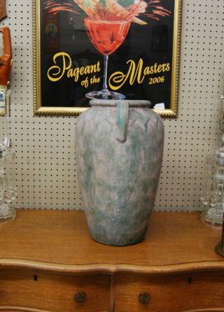 Monumental 1920 ' s Burley Winters Floor Vase Pink & Green / Blue 19 
